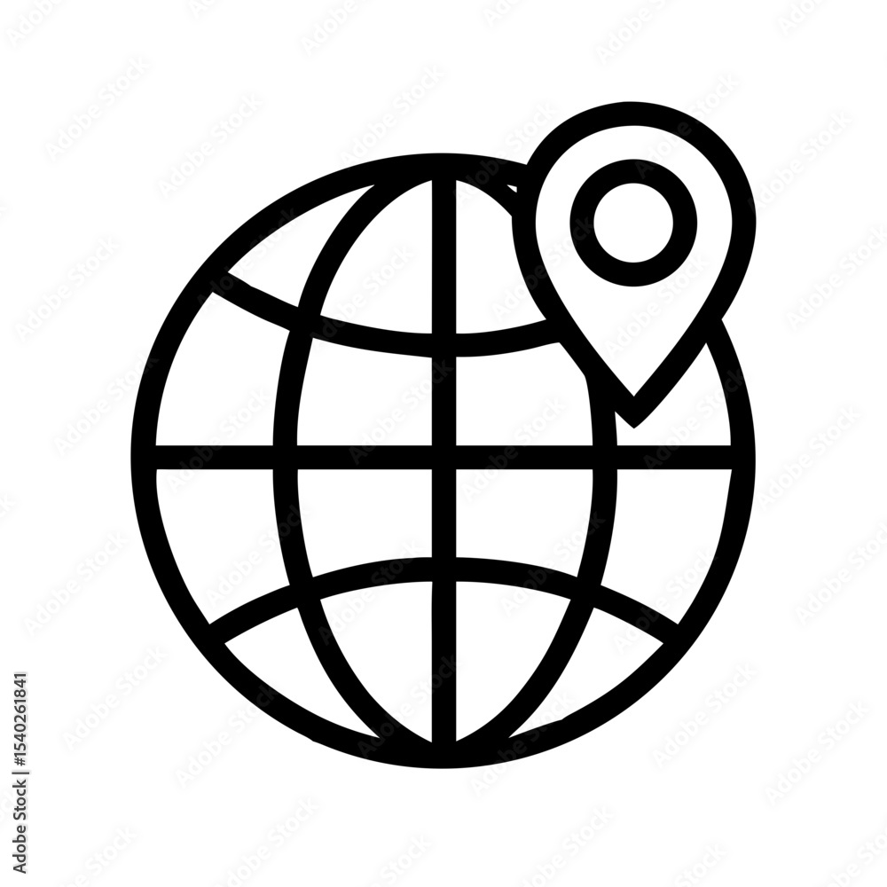 Poster globe with pin on transparent background for web and graphic design