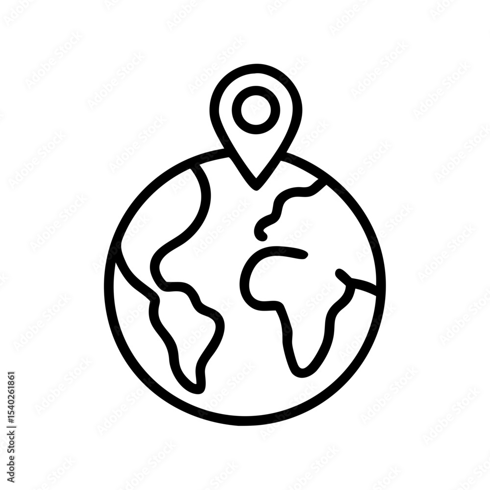 Poster globe with pin on transparent background for web and graphic design
