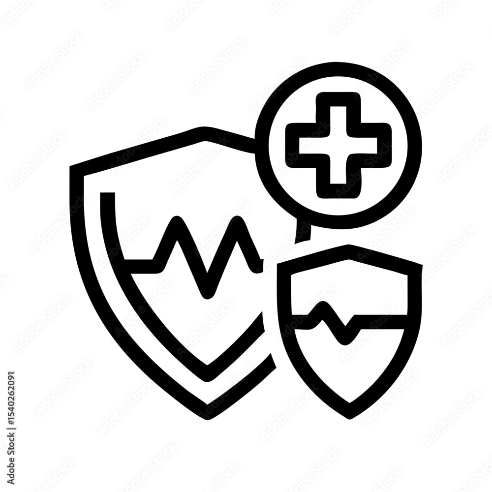 Poster heartbeat and shield on transparent background for web and graphic design