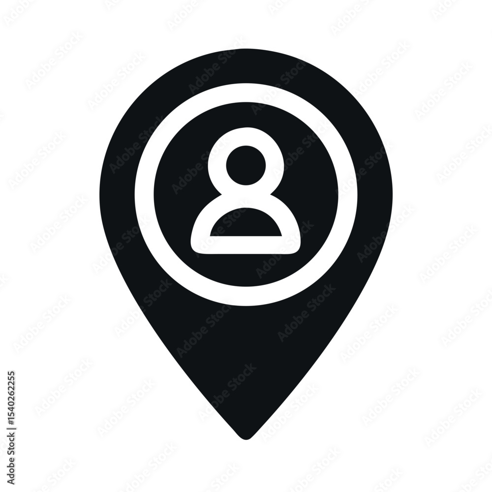 Poster location pin with user on transparent background for web and graphic design