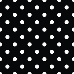 seamless polka dots pattern white on black background