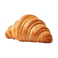 Freshly Baked Golden Croissant on White Background Showing Flaky Texture and Delicious Layers of Dough Transparent background or png
