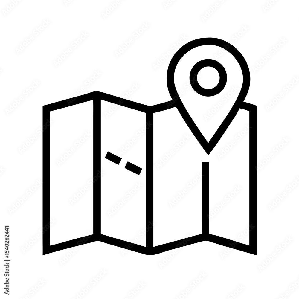 Poster map with pin point on transparent background for web and graphic design