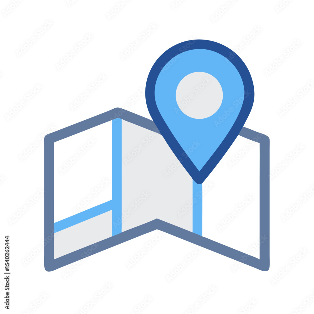 Poster map with pin point on transparent background for web and graphic design