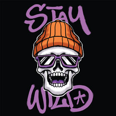 Skull in Beanie and Sunglasses for streetwear illustration
