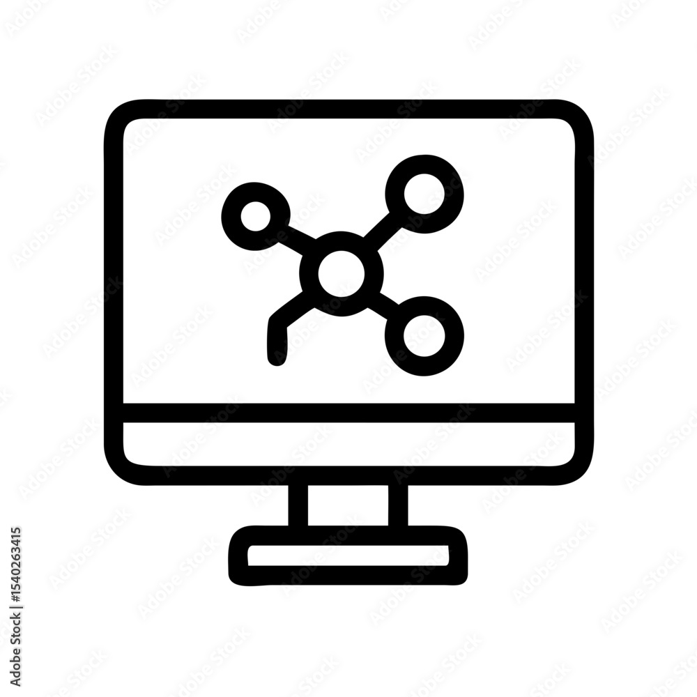 Aufkleber molecule on monitor on transparent background for web and graphic design