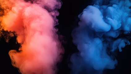 Colorful smoke swirls on black background
