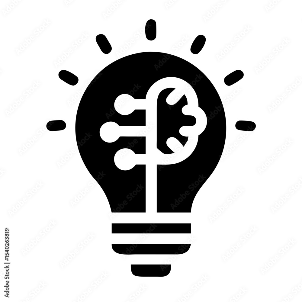 Poster silhouette ai lightbulb innovation on transparent background for web and graphic design