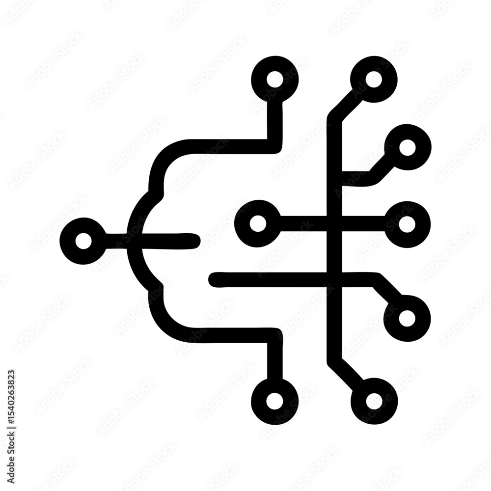 Aufkleber silhouette ai circuit chip on transparent background for web and graphic design