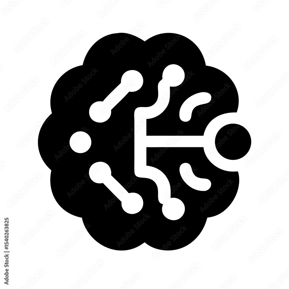 Aufkleber silhouette artificial intelligence brain on transparent background for web and graphic design