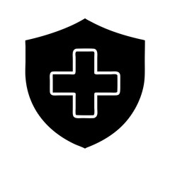 Obraz premium Shield with medical cross on transparent background for web and graphic design