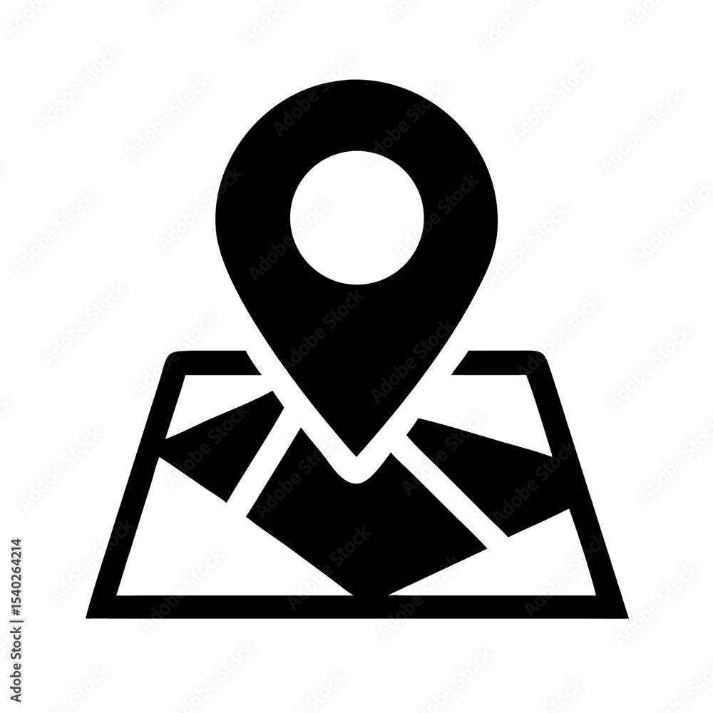 Poster silhouette map pin location on transparent background for web and graphic design