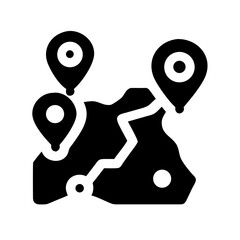 Obraz premium Silhouette map route with pins on transparent background for web and graphic design