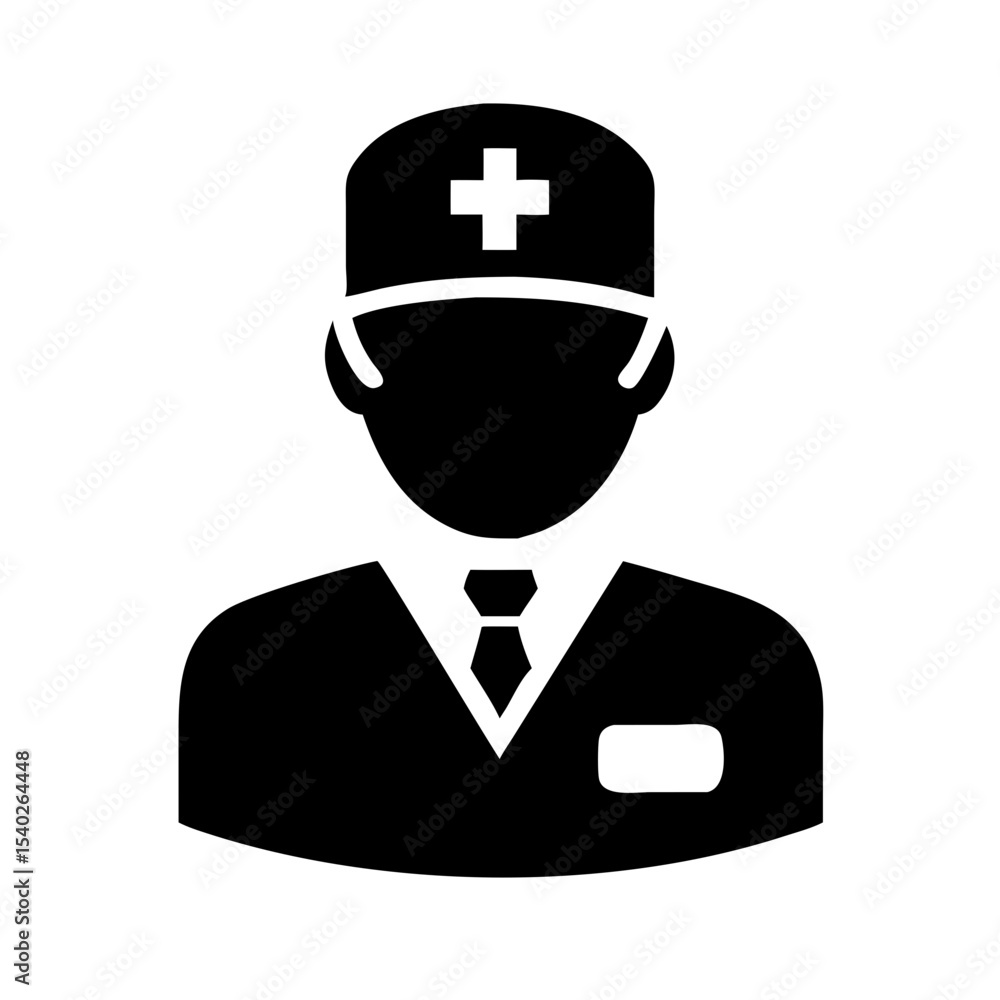 Poster Silhouette surgeon with cross badge on transparent background for web and graphic design