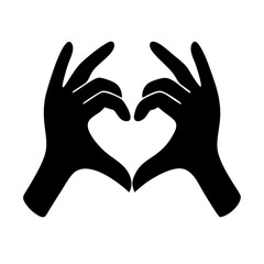 Obraz premium Silhouette protective hands with heart on transparent background for web and graphic design