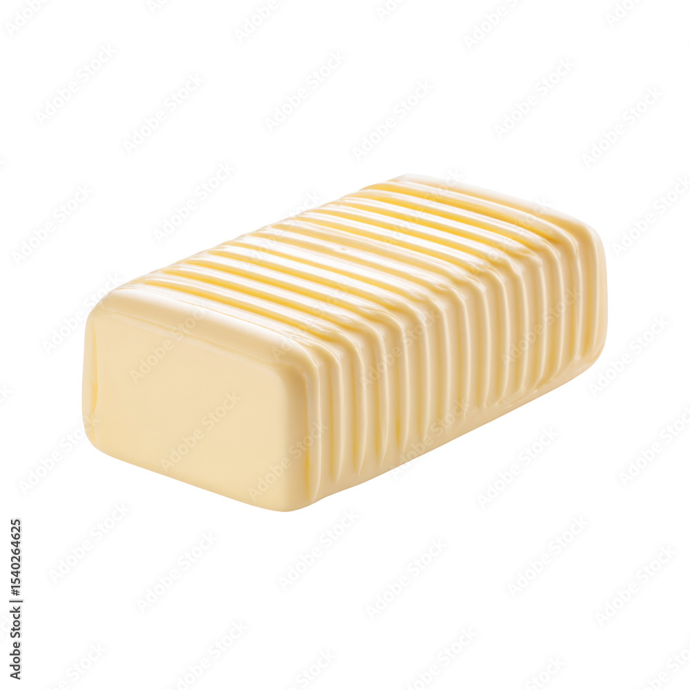 Poster fresh unsalted butter block on white background with textured surface for culinary and baking use tr