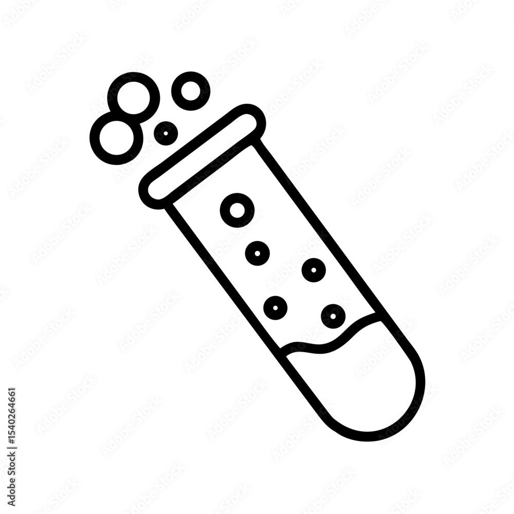 Poster test tube with bubbles on transparent background for web and graphic design