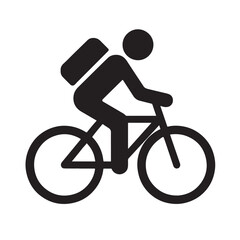 Bicycle Rider with Backpack Icon for Delivery or Travel Concept