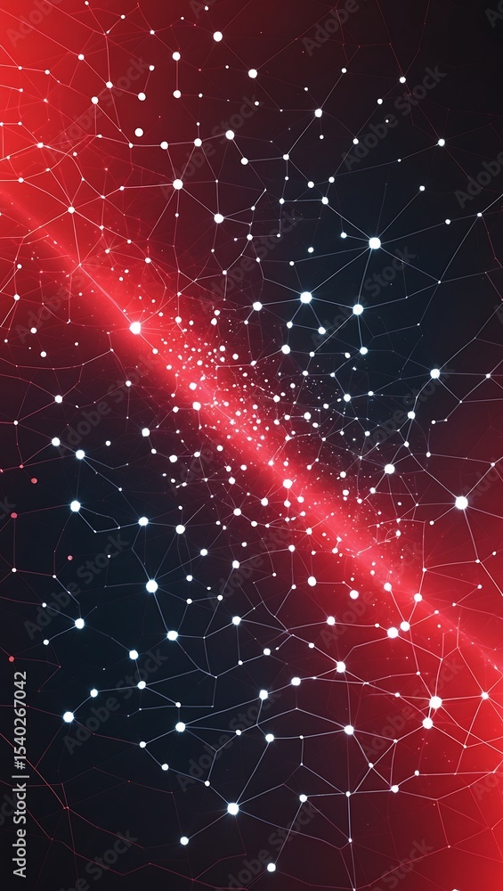 Poster abstract red and black network connections digital data flow visualization