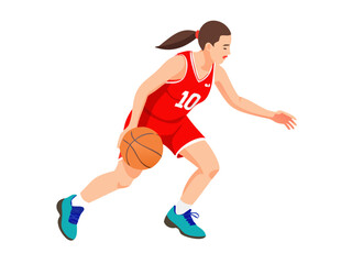 Energetic silhouette of a woman running and jumping with a ball, capturing the competitive spirit of a soccer player in action