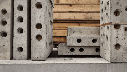 Industrial construction material made of cement and concrete with cellular structure
