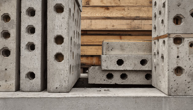 Industrial construction material made of cement and concrete with cellular structure