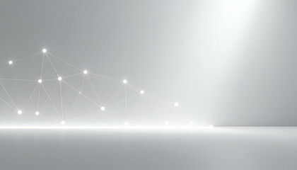 Abstract Network Connection Lines and Dots on White Background