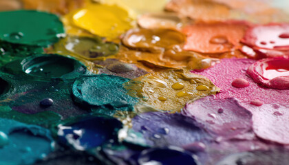 Close-up of an artist's palette with vibrant colors, symbolizing creativity and diversity in the design industry