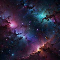 Fototapeta premium Colorful Galaxy and Star Field Illustration in Deep Space