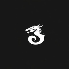Illustration of a Mythical White Dragon Head on a Dark Background