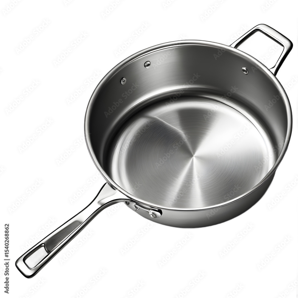 Poster A medium-sized saucepan with lid and handle, isolated on a empty plain background