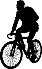Obraz premium Silhouette of a Commuter: A striking silhouette captures the essence of a cyclist commuting.