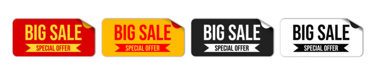 Special discount label ractangle 3d, promotional sticker for sale and advertising