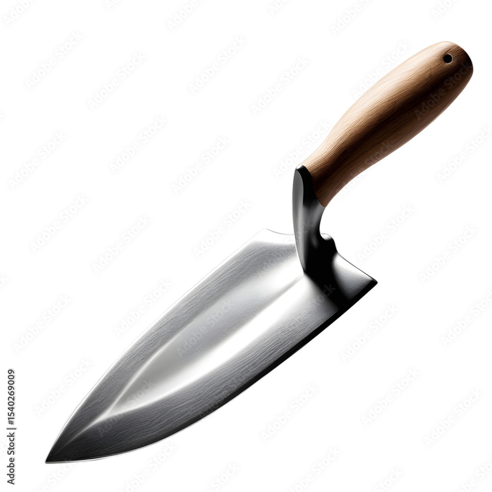 Poster a mason's trowel with wooden handle, isolated on a empty plain background