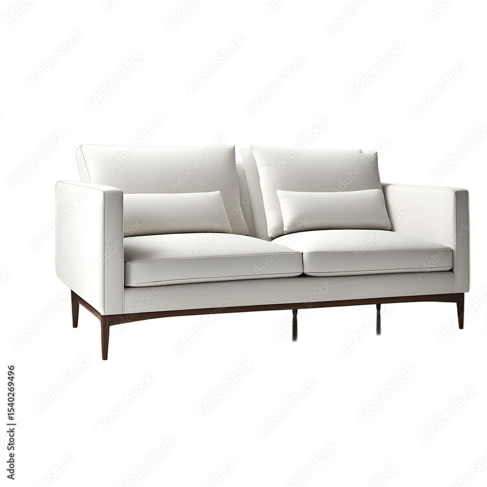 Poster a modern sofa with fabric upholstery, isolated on a empty plain background
