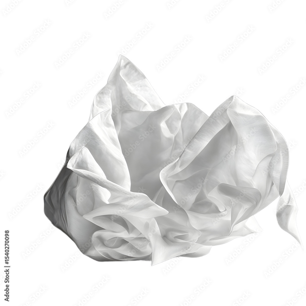 Aufkleber a crumpled tissue (kleenex), slightly unfolded, isolated on a empty plain background