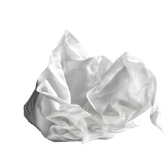 A crumpled tissue (kleenex), slightly unfolded, isolated on a empty plain background
