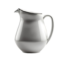 A ceramic water pitcher with handle and spout, isolated on a empty plain background