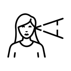Line Art Icon of Woman Undergoing Eye Scan with Smart Glasses Technology – Facial Recognition and Augmented Reality Concept in Minimalist Style