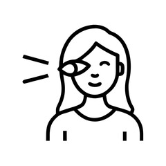 Line Art Icon of Woman Undergoing Eye Scan with Smart Glasses Technology – Facial Recognition and Augmented Reality Concept in Minimalist Style