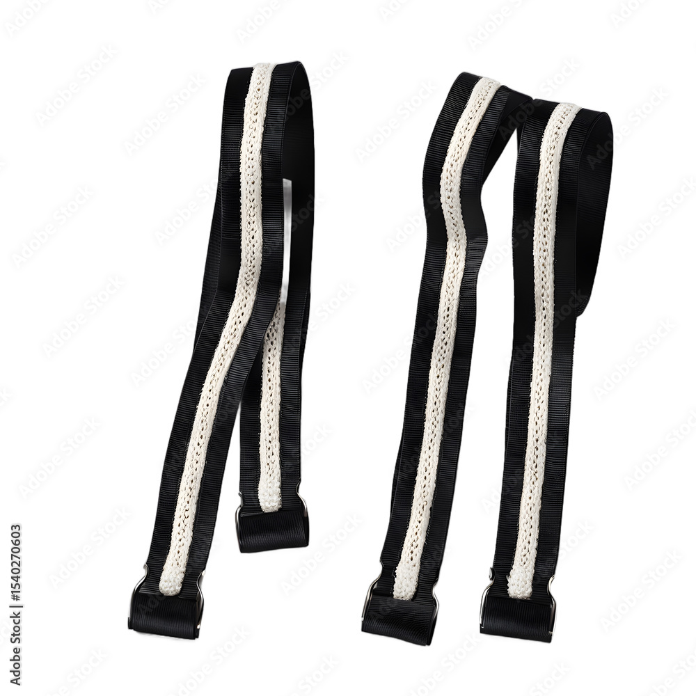 Poster a pair of detachable stocking garters, isolated on a empty plain background