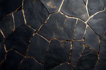 Luxury Black Stone Texture with Gold Cracks – Abstract Elegant Background