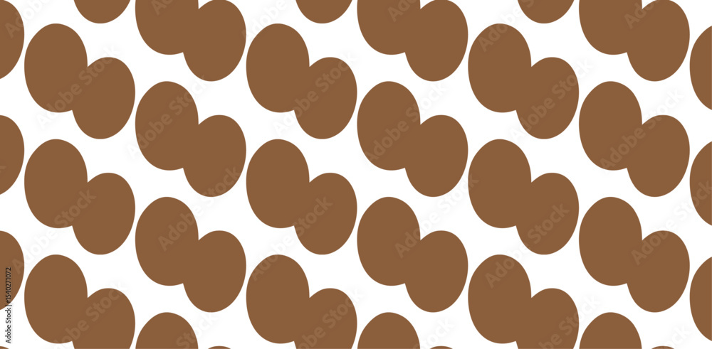 Poster a repeating pattern of brown peanut shapes on a white background creating a seamless design element