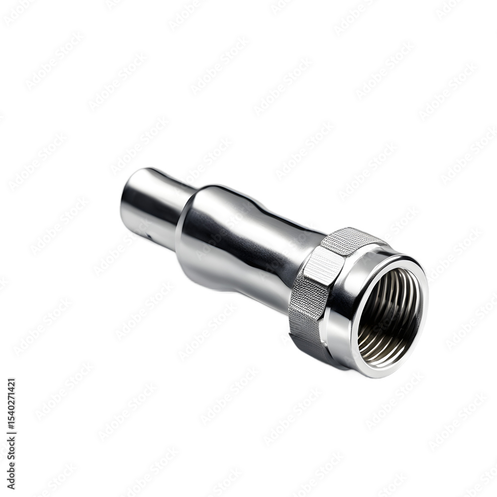 Poster a metal socket for wrenches, chrome-plated, isolated on a empty plain background