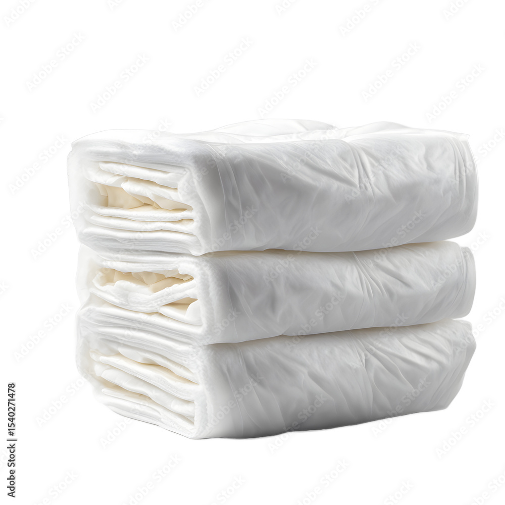 Poster a disposable baby diaper neatly folded, isolated on a empty plain background