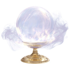 Mystical Crystal Ball on Golden Stand with Ethereal Smoke