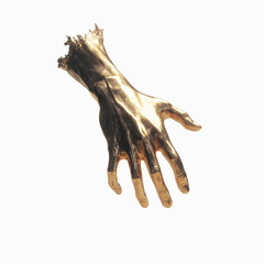 Golden Hand Reaching Out Abstract Sculpture