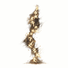 Mystical Rune Energy Burst Abstract Gold and Brown Glowing Symbols Ascending in Smoke