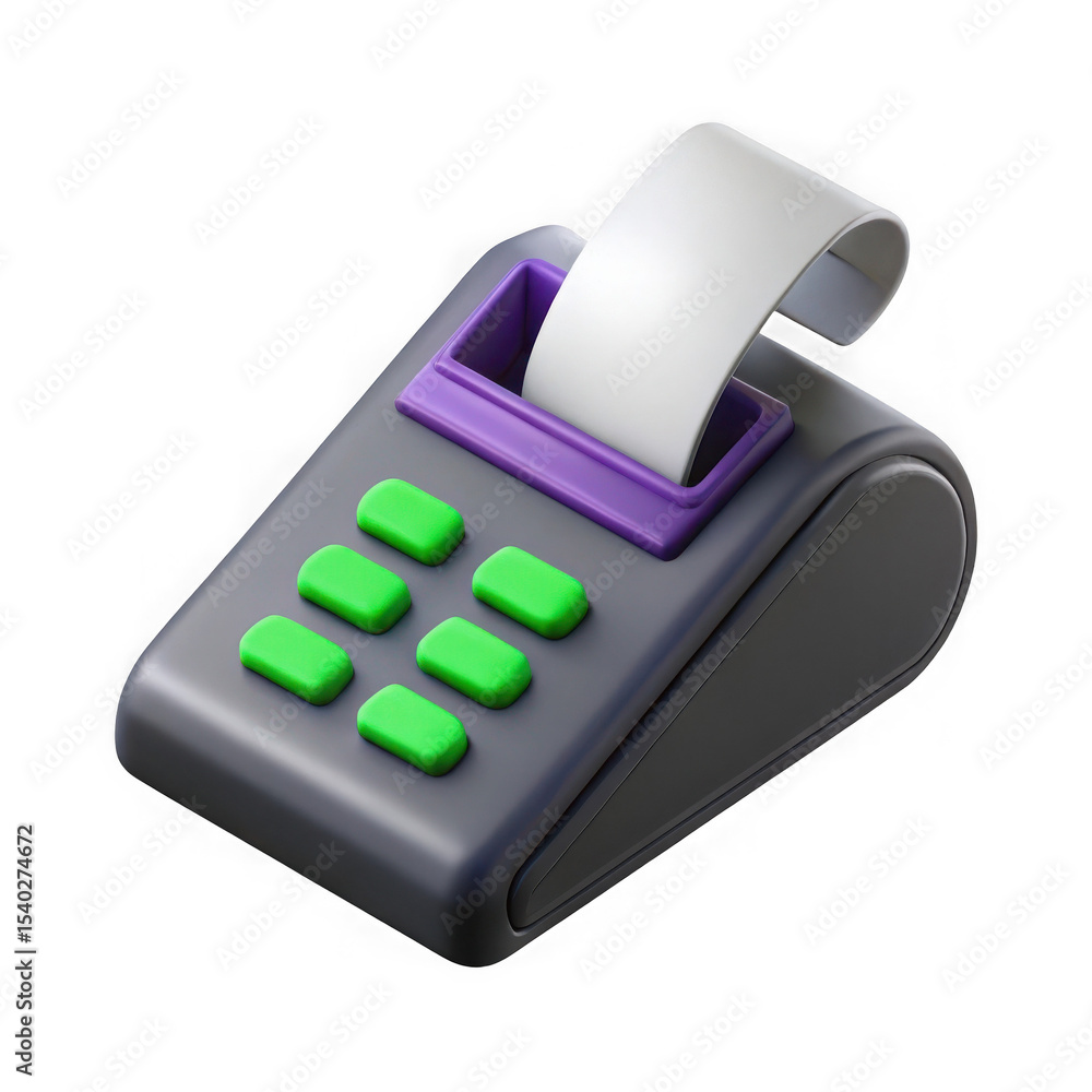 Poster 3d render of a pos machine isolated on transparent background