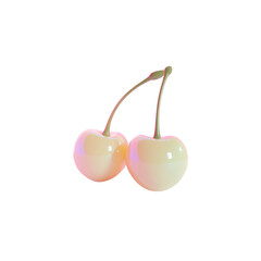 Two Pastel Yellow Cherries on Black Background Minimalist Fruit Still Life